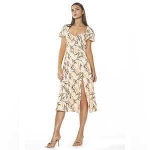 Alexia Admor V-Neck Puff Sleeve Midi Dress size 10. (MSRP $245)